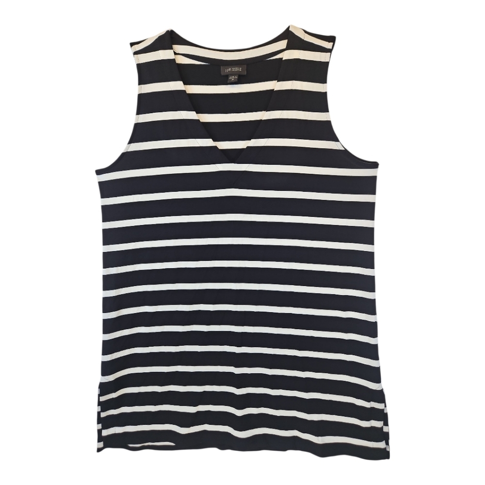 J Jill Wearever Collection Black & White Knit Tank Top Tunic Size M Tall